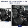 Skechers Memory Foam Leather Car Seat Covers, Cool Mesh Thick Seat Covers, Airbag Compatible, Full Protection -  Black