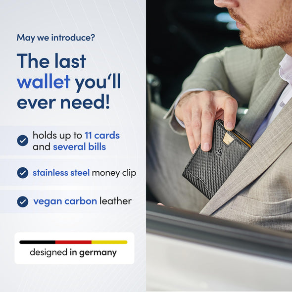 TRAVANDO Mens Bifold Wallet with Money Clip - Carbon