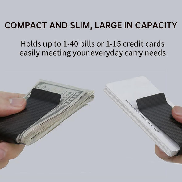 Carbon Fiber Wallet Money Clip for Cash and Credit Card, Super Slim & Light Minimalist Holder Clip for Men