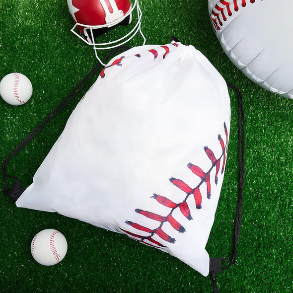 Frienda Baseball Drawstring Backpack Bag Baseball Drawstring Party Favor Bags for Gym Sports Teams(12 Pieces)