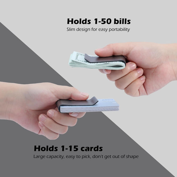 Travelambo Carbon Fiber Money Clip Front Pocket Wallet Minimalist Wallet Slim Wallet Credit Card Holder