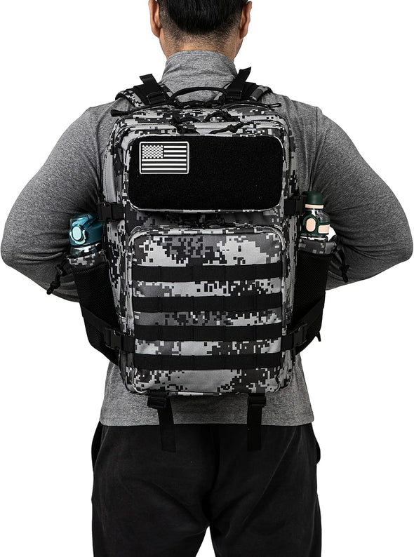 QT&QY 25L/35L/45L Military Tactical Backpack for Men Molle Daypack 3 Day Bug Out Bag Hiking Rucksack with Bottle Holder