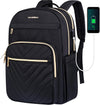 VANKEAN 15.6 Inch Laptop Backpack for Women Men Work Bag Fashion with USB Port, Waterproof Backpacks Nurse Stylish Travel Bags Casual Daypacks for College, Business, Black