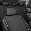 CAR PASS Car Rhinestone Leather Seat Covers Full Set, Rear with Zipper Universal for Cute Women - Black