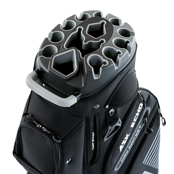 ASK ECHO T-Lock Golf Cart Bag with 14 Way Organizer Divider, Premium Cart Bag with Handles and Rain Cover