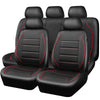 CAR PASS Piping Leather Car Seat Cover, Airbag Compatible,Inside Zipper Design - Full Set, Universal, Black and Red