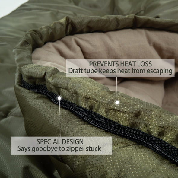 HiZYNICE Adults 0 Degree Sleeping Bag 100% Cotton Flannel with Compression Sack