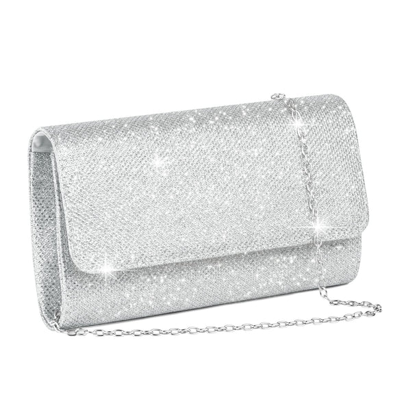 OSDUE Rhinestones Evening Bag, Sparkling Envelope Bag with Detachable Chain