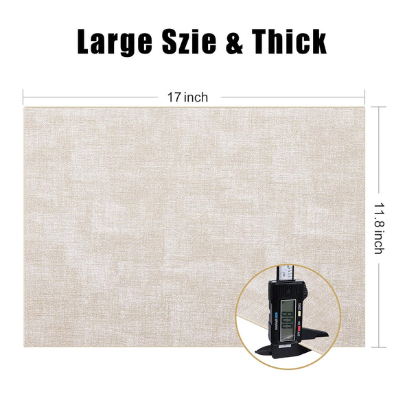 Homaxy Faux Leather Heat Resistant Placemats Set of 6, Waterproof Anti-Slip Wipeable, Beige