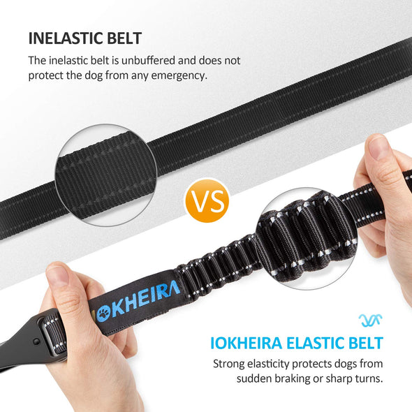 IOKHEIRA Dog Seat Belt 3-in-1Car Harness with Reflective Hook Latch, Buckle, Zinc Alloy Carabiner