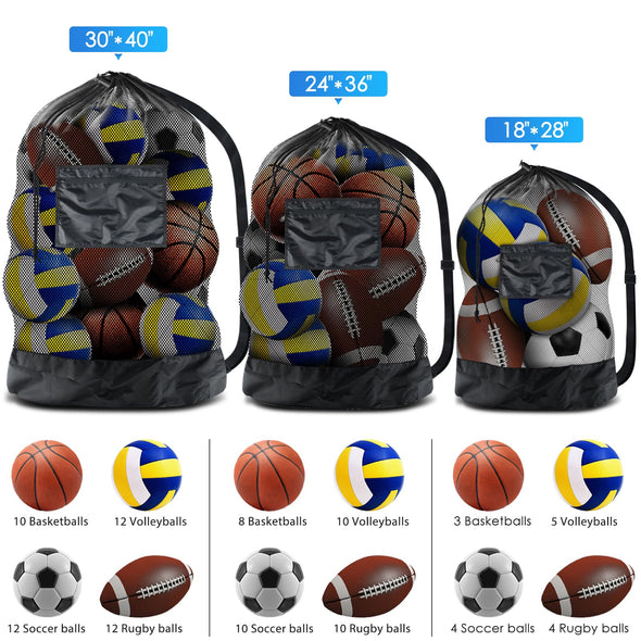 BROTOU Large Drawstring Mesh Sports Ball Bag with Shoulder Strap for SoccerBall Basketball, Volleyball