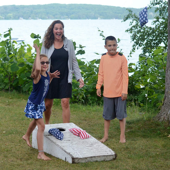 Cornhole Bean Bags Regulation: American Flag Corn Hole Beanbags Toss Game Set 8 Star and Stripes Outdoor Teams Tournament Summer