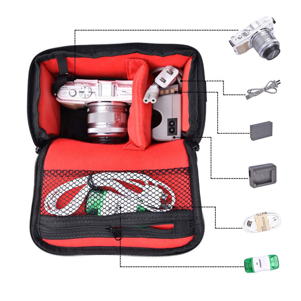 FOSOTO Waterproof Anti-shock Camera Bag, Compatible for Canon Nikon Panasonic Sony Digital Camera