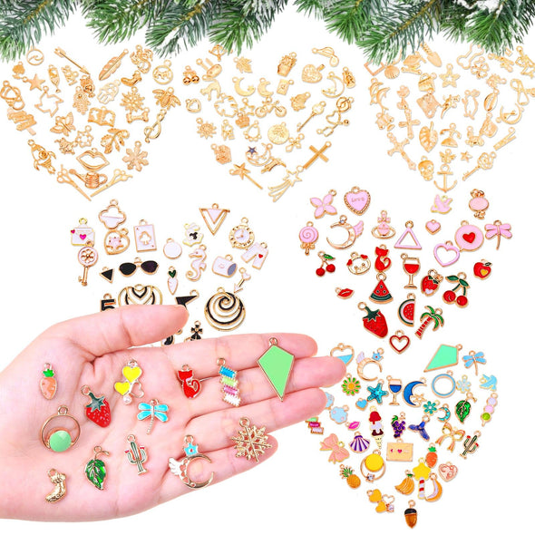 Acejoz 200Pcs Mixed Metal Charms Bulk Jewelry Making Supply Set