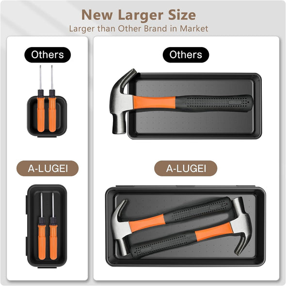【More Larger Size】A-Lugei【69Pcs】【5 Size】 Tool Box Organizer Tray Divider Set, 【Black】 Desk Drawer Organizer, Garage Organization and Storage Toolbox for Rolling Tool Chest Cart Cabinet Workbench Parts