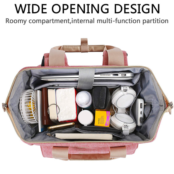 FALANKO Wide Open Pink Backpack with  USB Charging Port