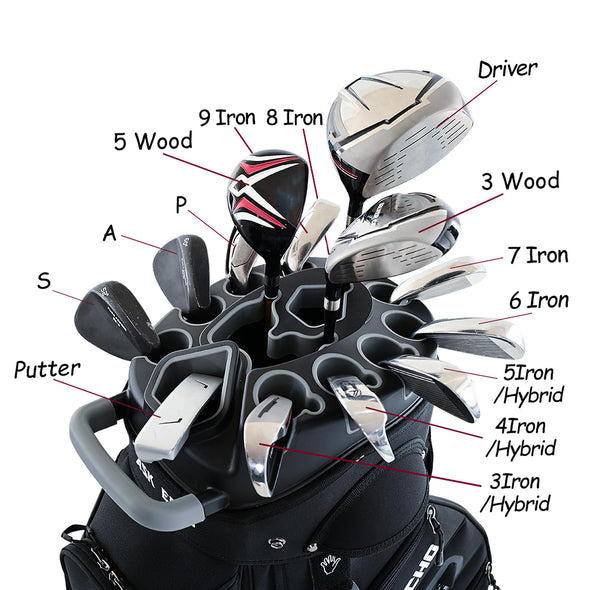 ASK ECHO T-Lock Golf Cart Bag with 14 Way Organizer Divider, Premium Cart Bag with Handles and Rain Cover