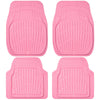 CAR PASS 4 Piece Leather Car Floor Mats, Anti-Slip Burr Bottom for SUV Truck Auto Sedan Van Pink