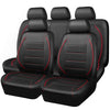 CAR PASS Piping Leather Car Seat Cover, Airbag Compatible,Inside Zipper Design - Full Set, Universal, Black and Red