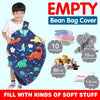 Lukeight Stuffed Storage Bean Bag Chair Cover for Kids, Dinosaur Zipper Beanbag Chair Cover