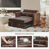 ORRD 3-in-1Faux Leather Sofa Bed with Adjustable Backrest and Hidden Side Table for Living Room 48''