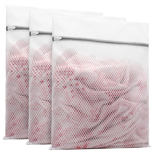 Muchfun 3Pcs Durable Honeycomb Mesh Laundry Bags for Delicates 16 x 20 Inches (3 Large)