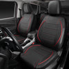 CAR PASS Piping Leather Car Seat Cover, Airbag Compatible,Inside Zipper Design - Full Set, Universal, Black and Red