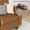 EASE MOOSE Modular Faux Leather Sectional Sofa with Storage, U Shaped - Brown