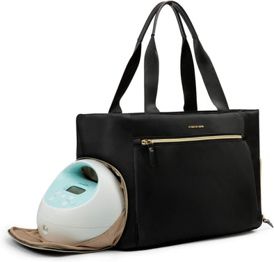 Mommore Breast Pump Bag Diaper Tote Bag with 15 Inch Laptop Sleeve Fit Most Breast Pumps like Medela, Spectra S1,S2, Evenflo