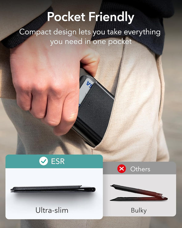 ESR Upgraded for Magsafe Wallet, 5 Card Holder, RFID Blocking, Magnetic Wallet for Iphone with Adjustable Stand, Slim for Iphone 16/15/14/13/12 Series, Not for 13/12 Mini, Vegan Leather, Black
