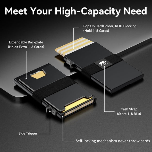Smart Card Wallet for Men Slim: Minimalist Wallet for Men - RFID Blocking Pop up Front Pocket Wallet, Metal Wallet 11 Card Holder