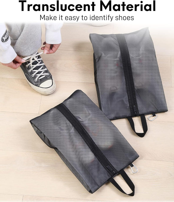 2 Pack Shoe Bags for Travel, Sneaker Bags, Waterproof Travel Shoe Bags with Zipper for Packing, Golf Shoe Dust Bags for Man and Women, X-Large, Black