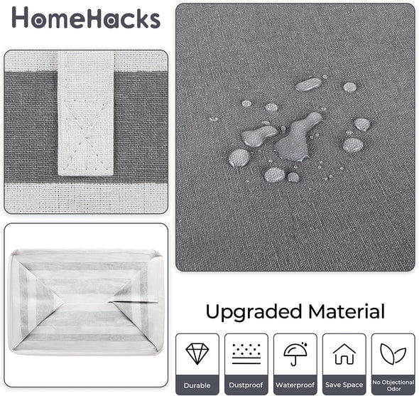 Homehacks 2 Pack Large Laundry Baskets, Waterproof, Freestanding Laundry Hampers, Collapsible Clothes Hamper with Reinforced Handles in Laundry Room, College Dorm, Bathroom, Bedroom (Grey, 75Lx2)