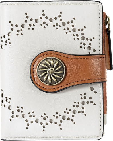 Small Wallet for Women Bifold RFID Blocking Card Holder Leather Wallets with Zipper Coin Pocket