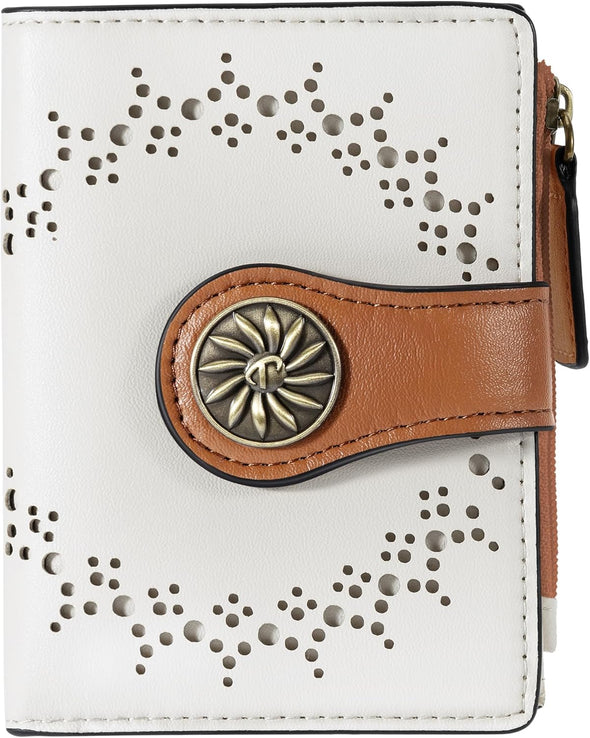 Small Wallet for Women Bifold RFID Blocking Card Holder Leather Wallets with Zipper Coin Pocket