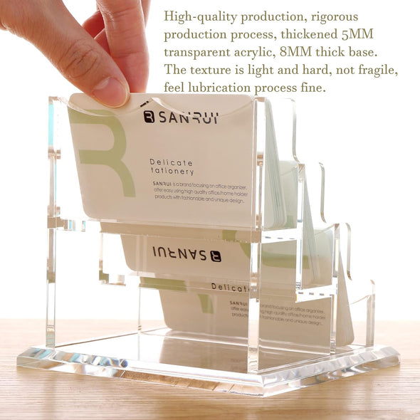Business Card Holder Display for Desk, Clear Acrylic Cards Organizer 3 Tier 3 Slots, Business Card Stand for Men and Women 1 Pack (3 Slots) 3Slots…
