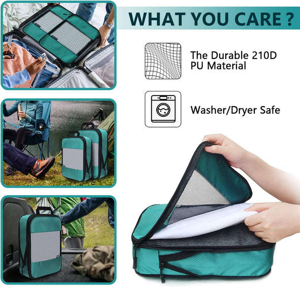 Compression Packing Cubes for Suitcases,5 Set Travel Essentials, Lightweight Luggage Organizer Bags, Travel Cubes for Carry On