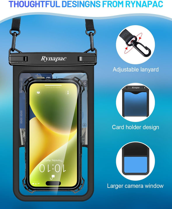 Waterproof Phone Pouch - 8.5In Waterproof Phone Case with Lanyard, IPX8 Cell Phone Dry Bag Beach Essentials for Iphone 16 15 14 13 12 Pro Max, Galaxy S24 S23 S22 S21 Ultra, 2 Pack