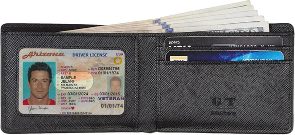 Gostwo Slim Wallet for Men Minimalist Leather ID Window Front Pocket Bifold Wallet