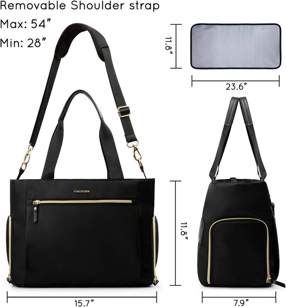 Mommore Breast Pump Bag Diaper Tote Bag with 15 Inch Laptop Sleeve Fit Most Breast Pumps like Medela, Spectra S1,S2, Evenflo