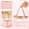 JMANNI Gift Bags, 1PCS Gift Bags Large with Ribbon and 1 Greeting Cards 2 Tissue Paper, Portable Paper Gift Bag with Handles, Birthday Gift Bags,Present Bags for Wedding Party Mothers Day. 12.6''X9.84''X4''(Pinkgolden)