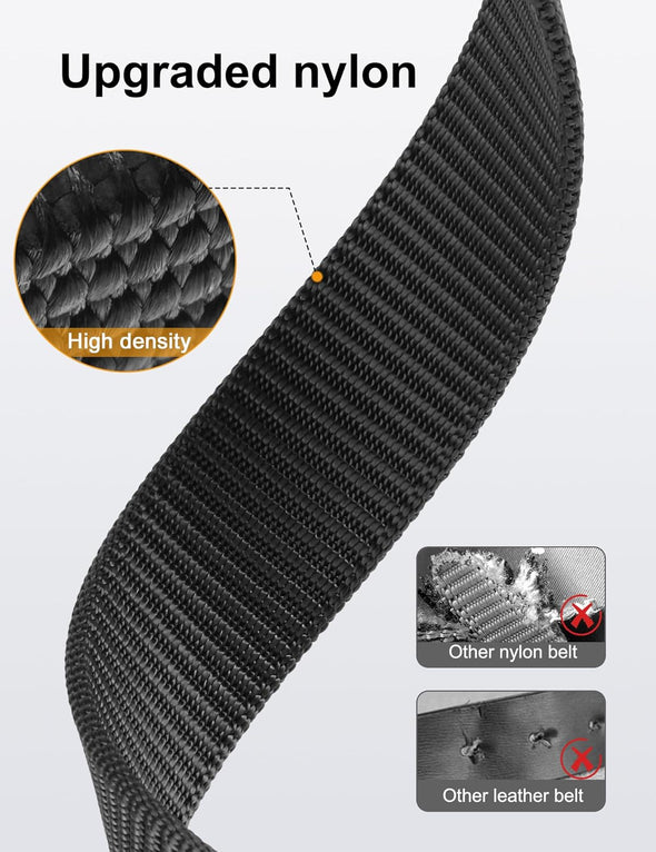 JUKMO Ratchet Belt for Men, Nylon Web Tactical Belt with Automatic Slide Buckle, Adjustable Trim to Fit