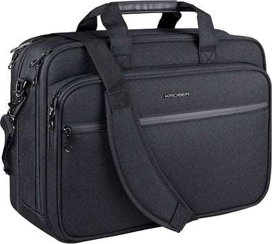 KROSER Laptop Bag Premium Laptop Briefcase Fits up to 17.3 Inch Laptop Expandable Water-Repellent Shoulder Messenger Bag Computer Bag with RFID Pockets for Travel/Business/Men/Women-Black