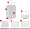 Oikss 100 Pack 5.25X3.25X8.25 Inch Small White Kraft Paper Bags with Handles Bulk for Birthday Wedding Party Favors Grocery Retail Shopping Business Goody Craft Gift Bags Cub Sacks (100Pcs Count)
