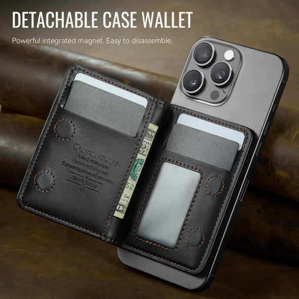 Defencase for Magsafe Wallet Magnetic Card Holder RFID Blocking, PU Leather Minimalist Phone Wallet Compatible with Magsafe Phones and Cases for Iphone 16/15/ 14/13/ 12/ Pro/Max/Plus, Black
