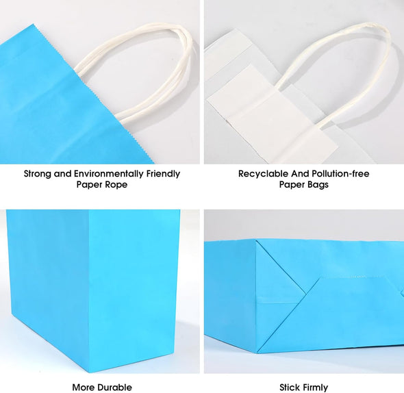 XPCARE 32Pcs Paper Gift Bags, 6.3"X3.15"X8.66" Kraft Paper Party Favor Bags Bulk Rainbow Goodie Bags Small Gift Bags with Handles for Kids Birthday Baby Shower Crafts Wedding Party Supplies (6 Colors)