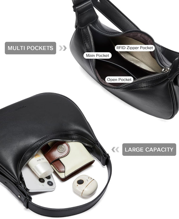 CHOLISS Shoulder Bag for Women RFID Vegan Leather Crescent Hobo Bag Clutch Underarm Purse Top-Handle Travel Handbags