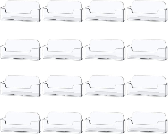 16 Pack Clear Desktop Business Card Holder Display, Plastic Business Card Stand for Office