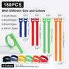 150PCS Cable Ties, 4+6+8+10 Inch Multi-Colour Straps for Cable Management, Adjustable Fastening Cord Wraps, Multi-Purpose Reusable Hook and Loop for Home, Office and Garage