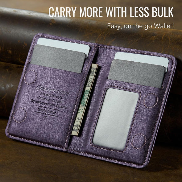 Defencase for Magsafe Wallet Magnetic Card Holder RFID Blocking, PU Leather Minimalist Phone Wallet Compatible with Magsafe Phones and Cases for Iphone 16/15/ 14/13/ 12/ Pro/Max/Plus, Purple
